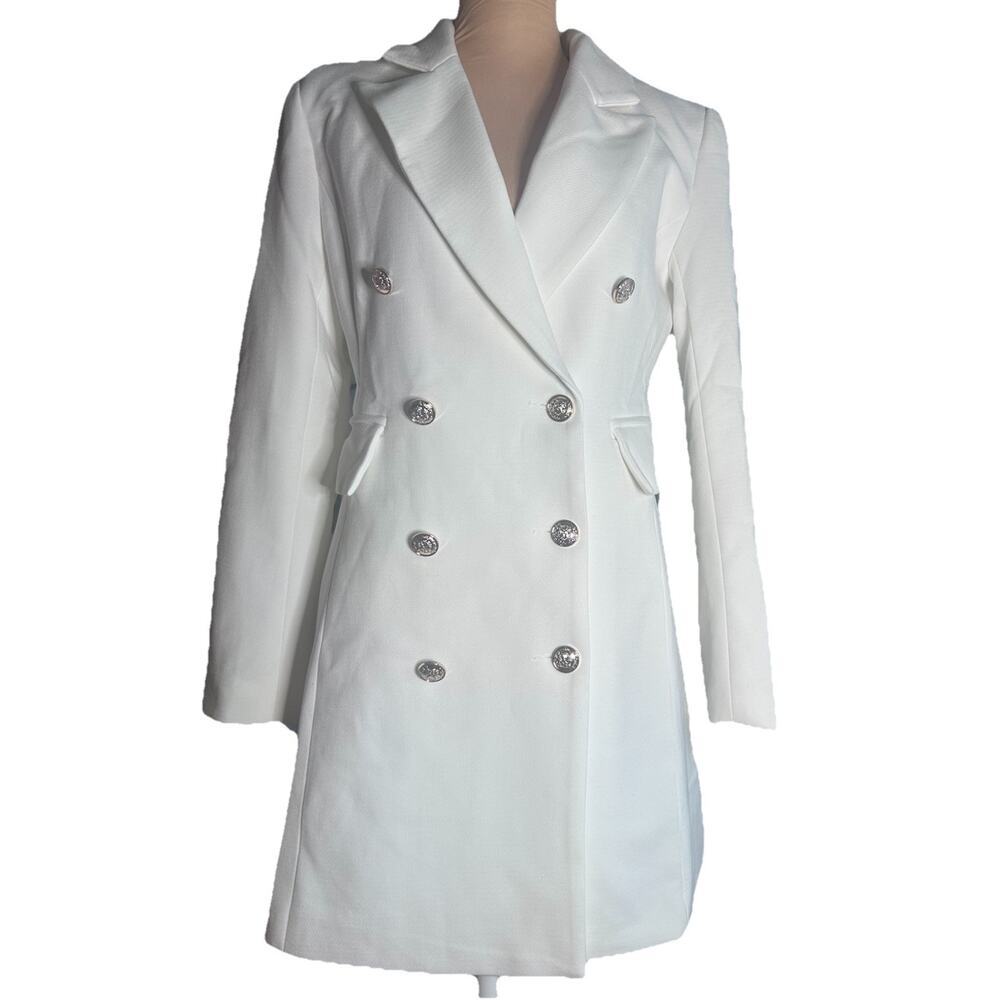Lulu’s White Tailored Double Breasted Blazer Quite Luxury Formal Women’s Sz S